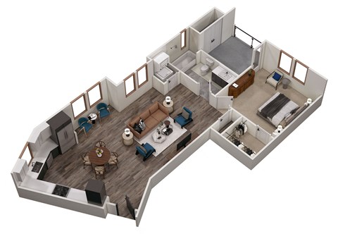 asticalastical 3d floor plan of a living room and dining room